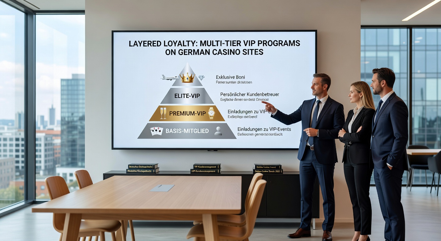 Visuelle Hierarchie einer VIP-Pyramide mit detaillierten Belohnungsstufen, Cashback-Prozenten und exklusiven Casino-Elementen wie Jet-Privé und personalisierten Hosts