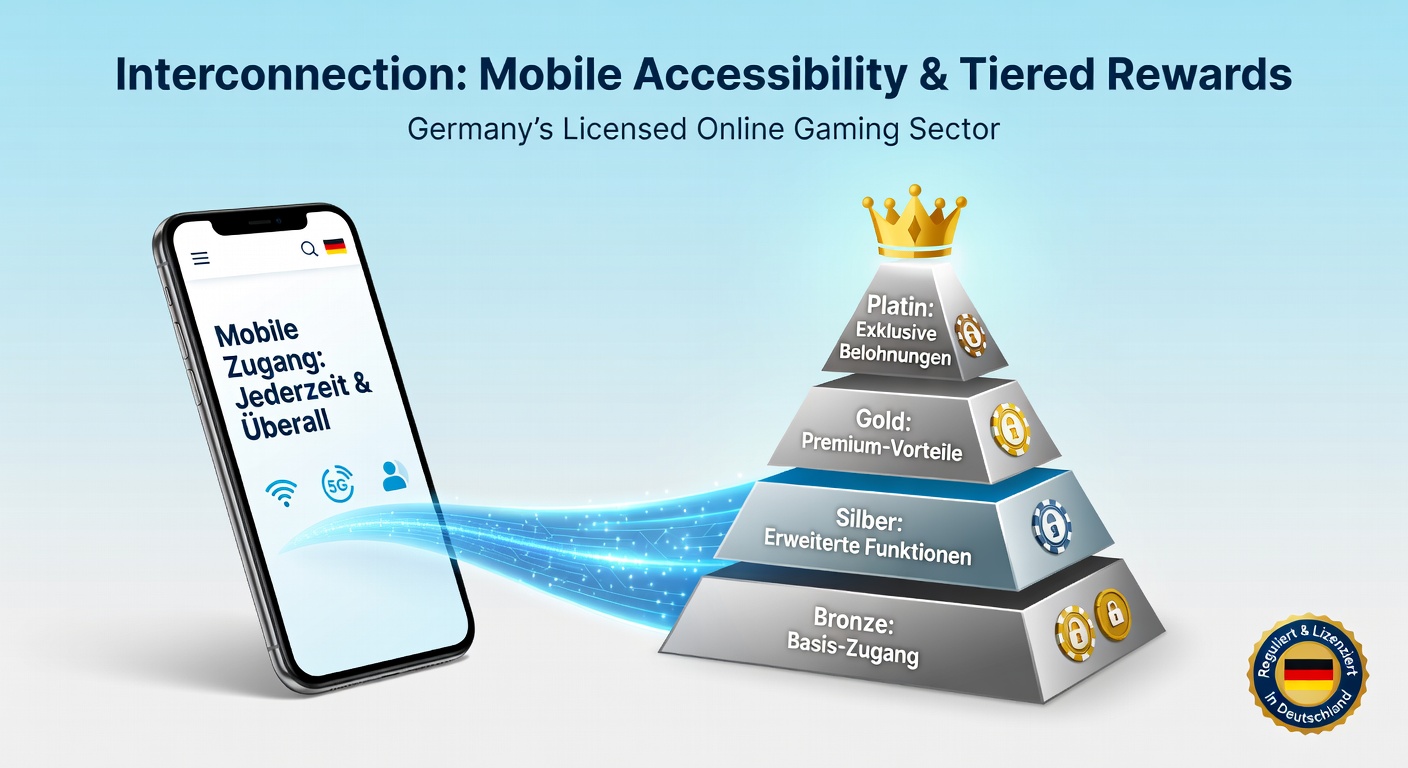 Mobile Schnittstelle eines deutschen Online-Casinos mit gestaffeltem Belohnungssystem