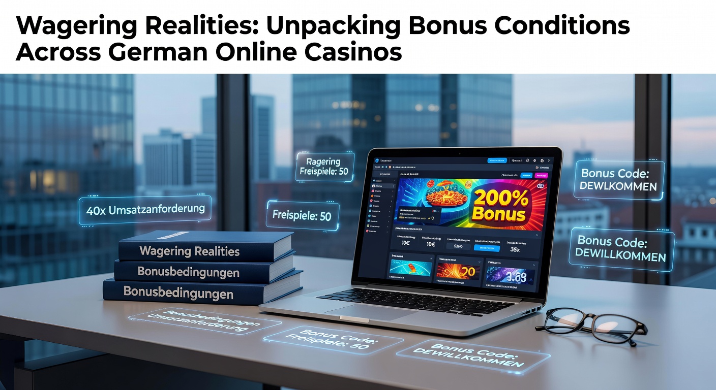 Grafik mit detaillierten Wagering-Anforderungen und Bonus-Symbolen in einem modernen Casino-Design